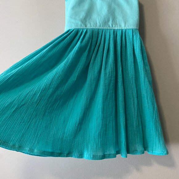 Handmade Children's 100% Cotton Embellished Blue Crossed Straps Dress - Picture 11 of 12